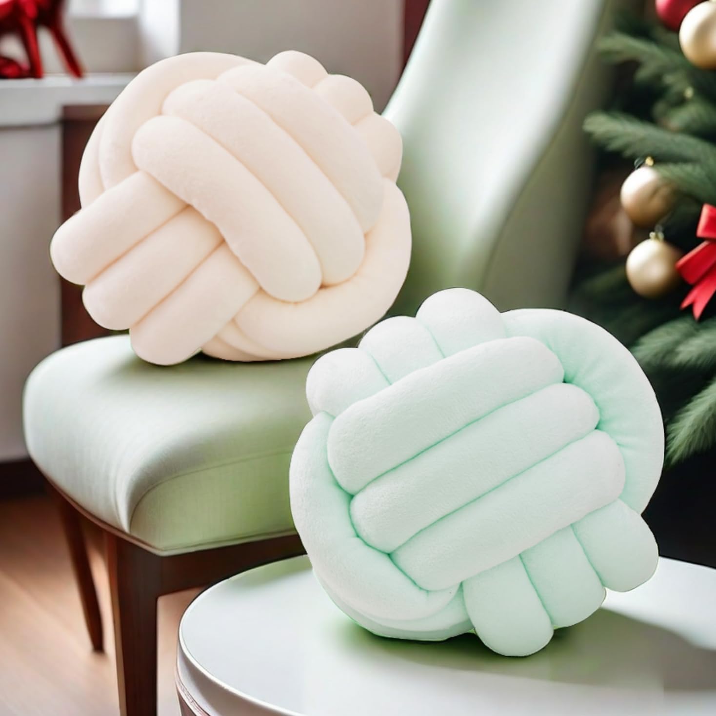 Viusneun 30 cm, cuscino rotondo in peluche a forma di sfera, cuscino decorativo rotondo, in peluche, moderno cuscino sferico per divano (bianco