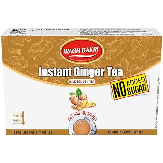 Wagh Bakri Ginger Instant Tea Premix No Added Sugar 10 Sache