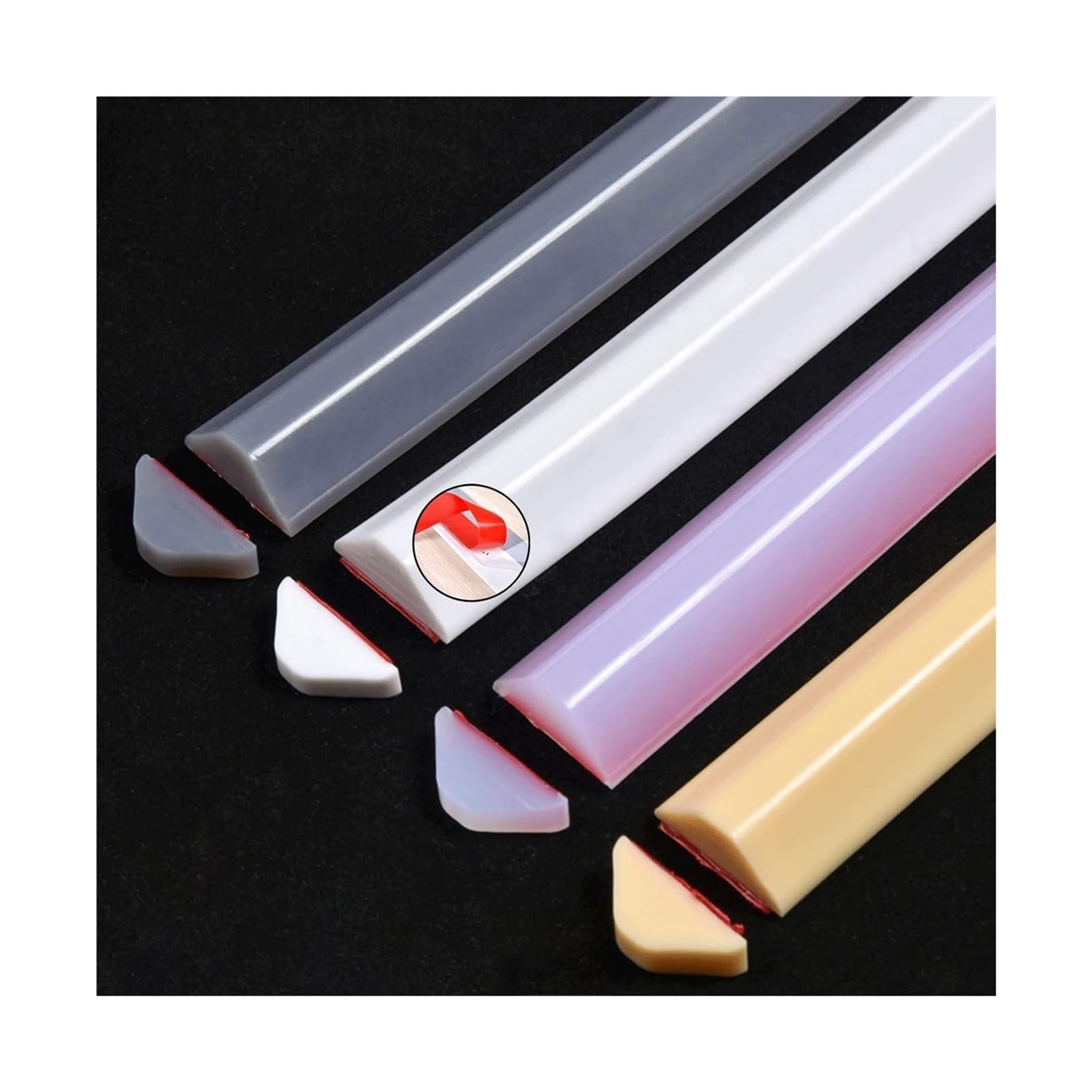 Tira de Sellado para Plato de Ducha, Tira de la Barrera del Agua silicón for tamaños múltiples Multicolores Cuarto baño y Cocina(White,230CM)