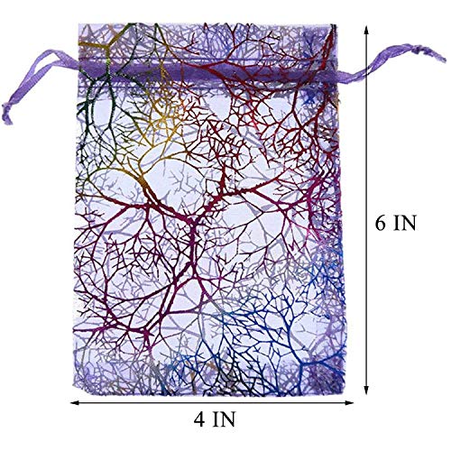 100Pcs 4X6 Inches Gift Wrap Bags Mixed Color Coralline, Organza Sheer Satin Ribbon Fabric, Drawstring Pouches For Baby Shower Favor, Party Wedding Favors Decoration, Candy, Christmas Ornament,Beach #TOP1