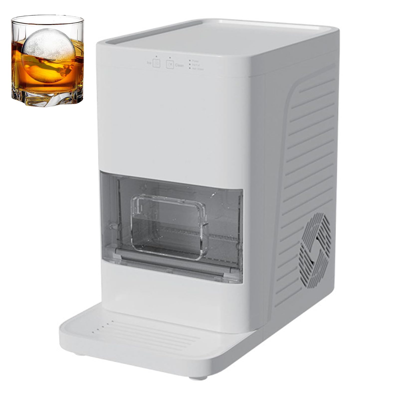 Eoweiot Countertop Ice Maker, Ball Ice Machine with 2 Spheres in 55 Min, 1.2L Water Tank, Automatic Cleaning Function,for Home/Bar (White)