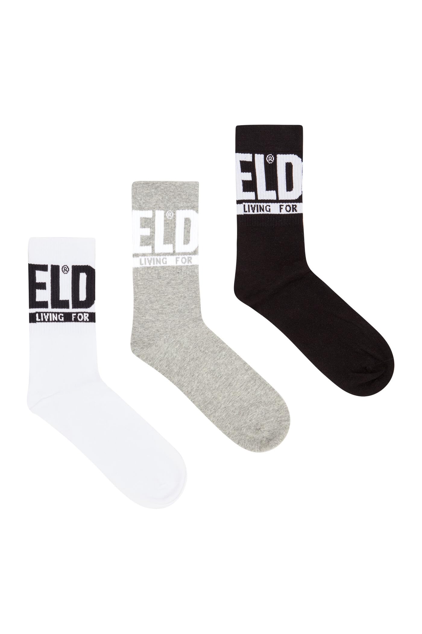 Diesel Men's Multicolor - Three-Pack Of Logo Cuff Socks - Socks - Man Large