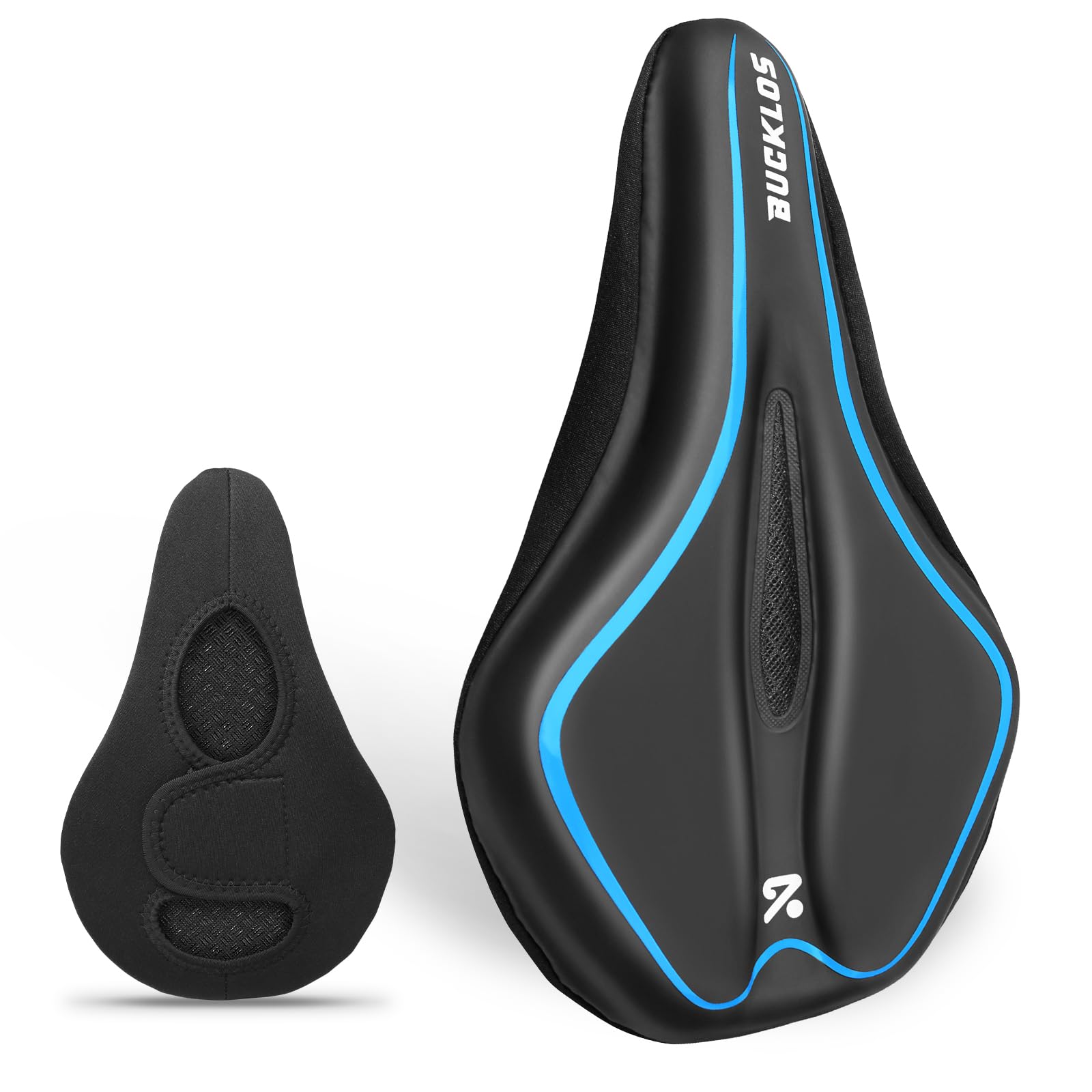 AEYINO Bike Seat Cushion Cover 11.02 × 7.09 × 1.18 inches - Gel Padded Bike Seat Cover for Men Women, Extra Soft Exercise Bicycle Seat Compatible with Peloton, Outdoor & Indoor — image 1