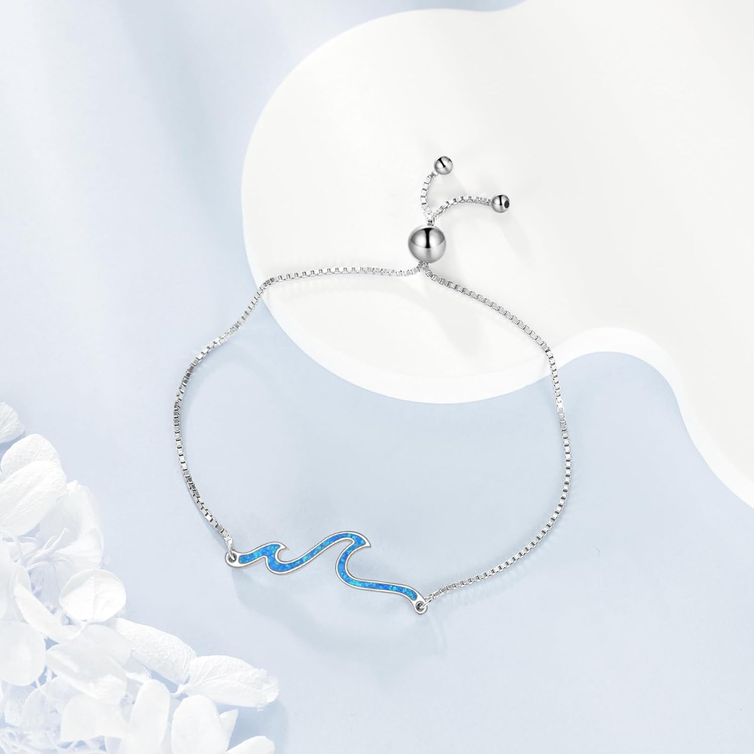 URONE Wave Bracelet 925 Sterling Silver Wave Opal Bracelet Ocean Beach Jewelry Gifts for Women - Image 5