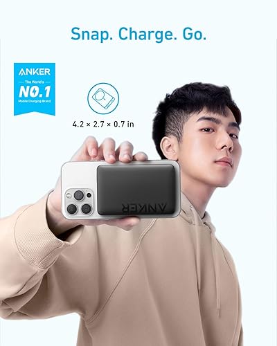 Miniatura 7 de Anker Banco de energía magnético de 10,000 mAh, cargador portátil inalámbrico, batería de carga rápida de 20 W con USB-C, compatible con MagSafe,