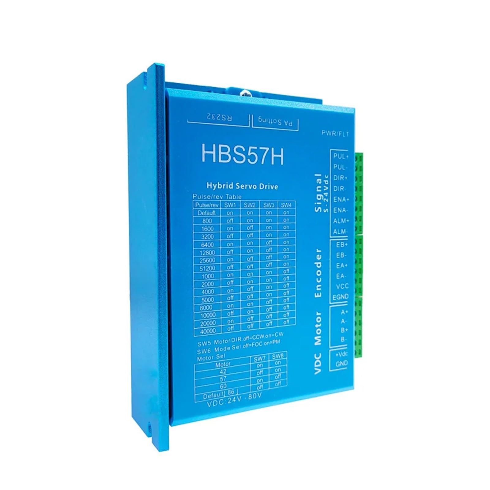Contrôleur pas à pas en boucle fermée 24-80VDC avec interface RS232