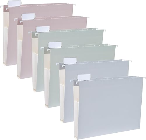 Y YOMA Paquete de 6 carpetas colgantes de capacidad extra, tamaño carta, carpeta decorativa reforzada, carpeta expandible de colores bonitos para