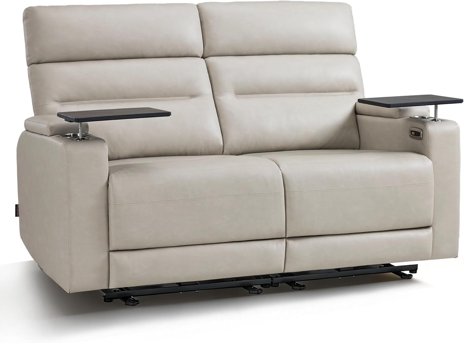 MCombo 63" Wall Hugger Oversized Power Reclining Loveseat with Armrest Storage for Small Spaces, RV Loveseat Sofa with 360° Swivel Tray Table, USB & Type C Ports RV02M1 (Light Grey, 63" Width)