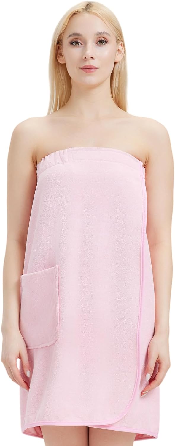 Womens Bath Body Wrap Towel Lightweight Shower Spa Wrap Robe Adjustable Closure Bathrobe - Image 4
