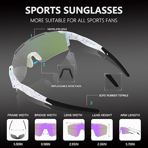 Vista 106 de OULAIQI Cycling Sunglasses Polarized Sunglasses for Cycling Men Women with 1 Lens or 3 Interchangeable Lens Baseball Glasses