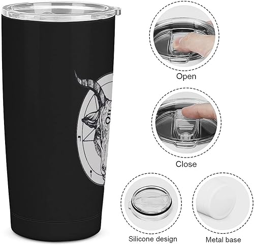 Miniatura 5 de Baphomet Satanic Goat Head Insulated Tumbler with Lid and Straw Stainless Steel Travel Mug Water Bottle for Coffee Tea