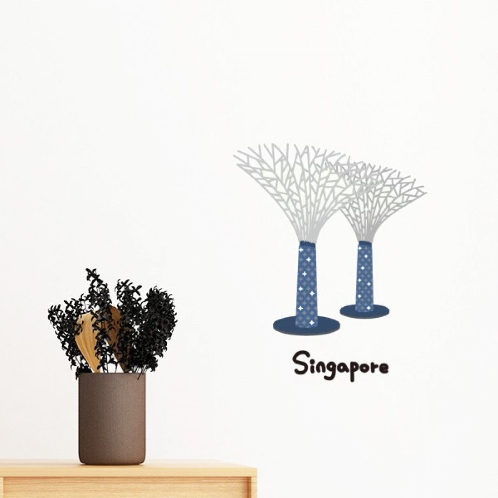 Sticker mural Singapour amovible sticker géant repositionnable