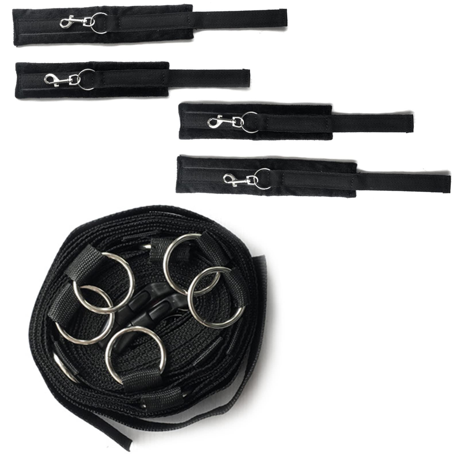 Menottes Bondage Set 26 Pièces,Menottes Lit Plug Anal Godemiché Anneau Pénis,Choker Pinces à Tétons Aspirateur à Tétons Masque Pour Les Yeux Fouet Bâillon Toys