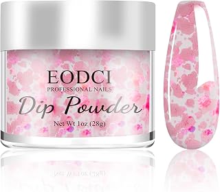 Dip Powder Glitter Pink Color, 1 Oz/28g Dipping Powder French Nail Art Starter Manicure Salon DIY at Home Glitter Odor-Free and Long-Lasting, No Need Nail Lamp Curing