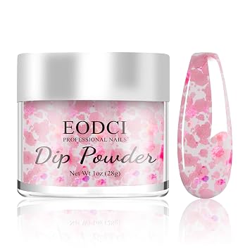 EODCI Dip Powder Glitter Pink Color, 1 Oz/28g Dipping Powder French Nail Art Starter Manicure Salon DIY at Home Glitter Odor-Free and Long-Lasting, No Need Nail Lamp Curing