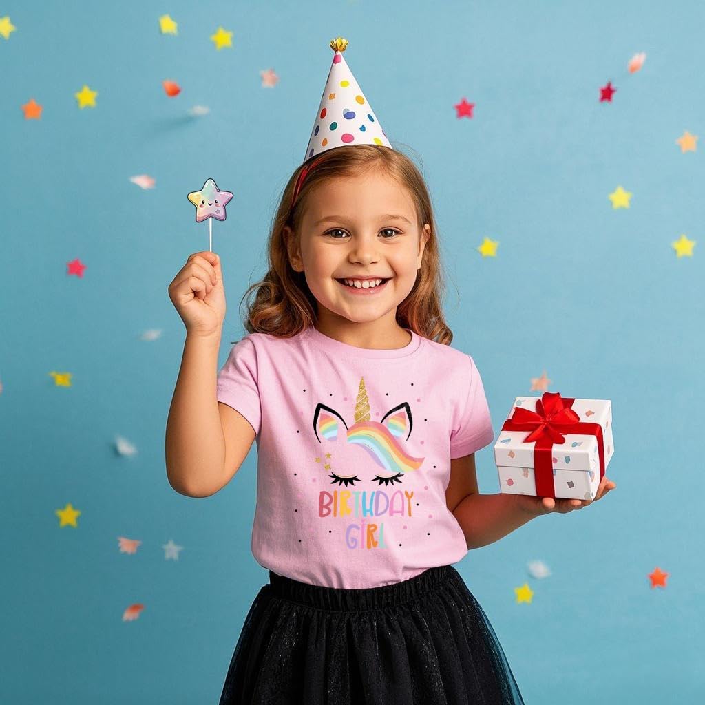 Birthday Girl Shirt 2nd 3rd 4th 5th 6th 7th Girls Birthday T-Shirts Toddler Mermaid Unicorn Cotton Short Sleeve Tee Tops
