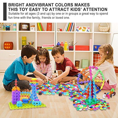 ATESSON Building Blocks Set 500 Piece Snowflakes Interlocking Plastic Disc Set for Boys Girls Kids Toys, STEM Preschool Educational Construction Kit - Tested for Children's Safety - Thumbnail 7