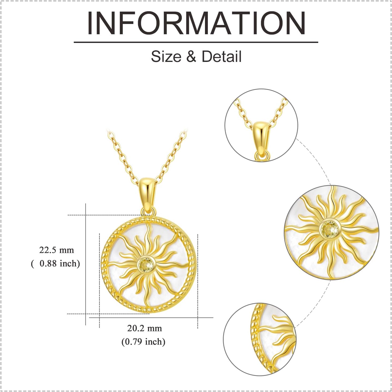 MONGAS Sun Necklace Sterling Silver Sun Pendant Necklace Sunburst Sun Jewelry for Women