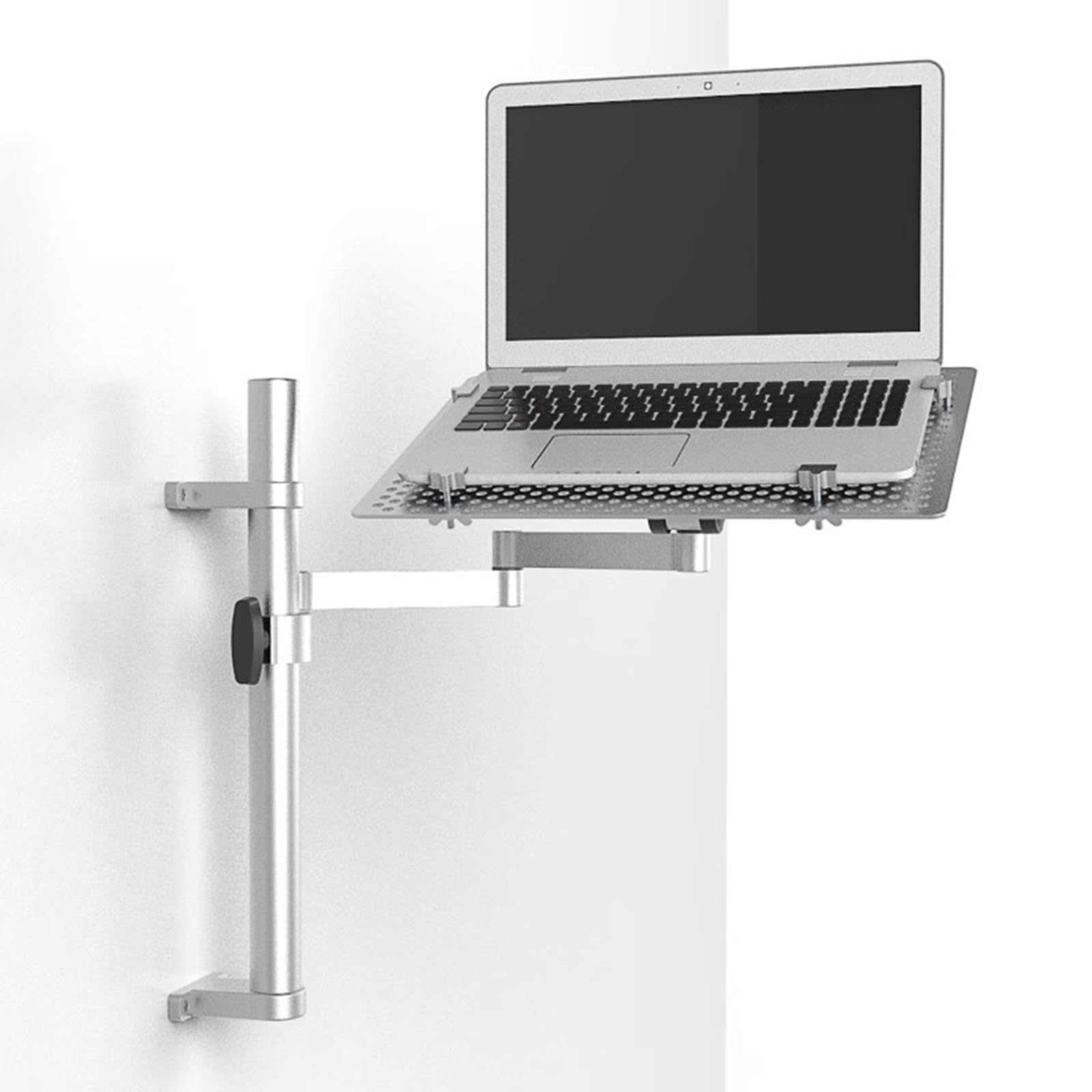 SICWEDIM Laptop Wall Mount, Full Motion Adjustable Laptop Extended Arm, Adjustable Height/angle, Aluminum Alloy Vented Cooling Tray, Holds 8kg, Fits 10 To 15.6 Inch Screen (A)