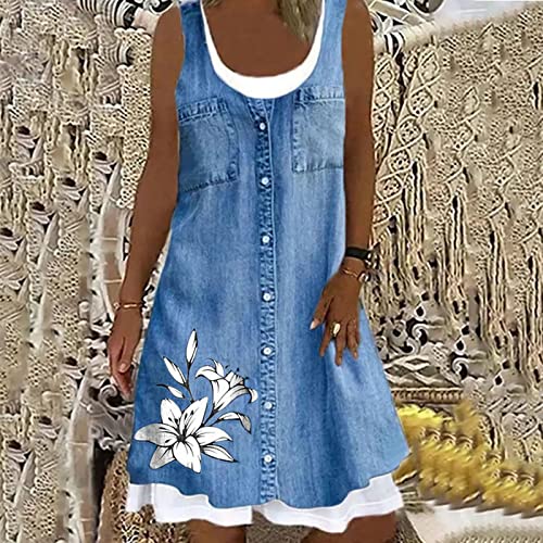 Amikadom Conjuntos de vestidos florais para meninas adolescentes brancas gola redonda elastano conju