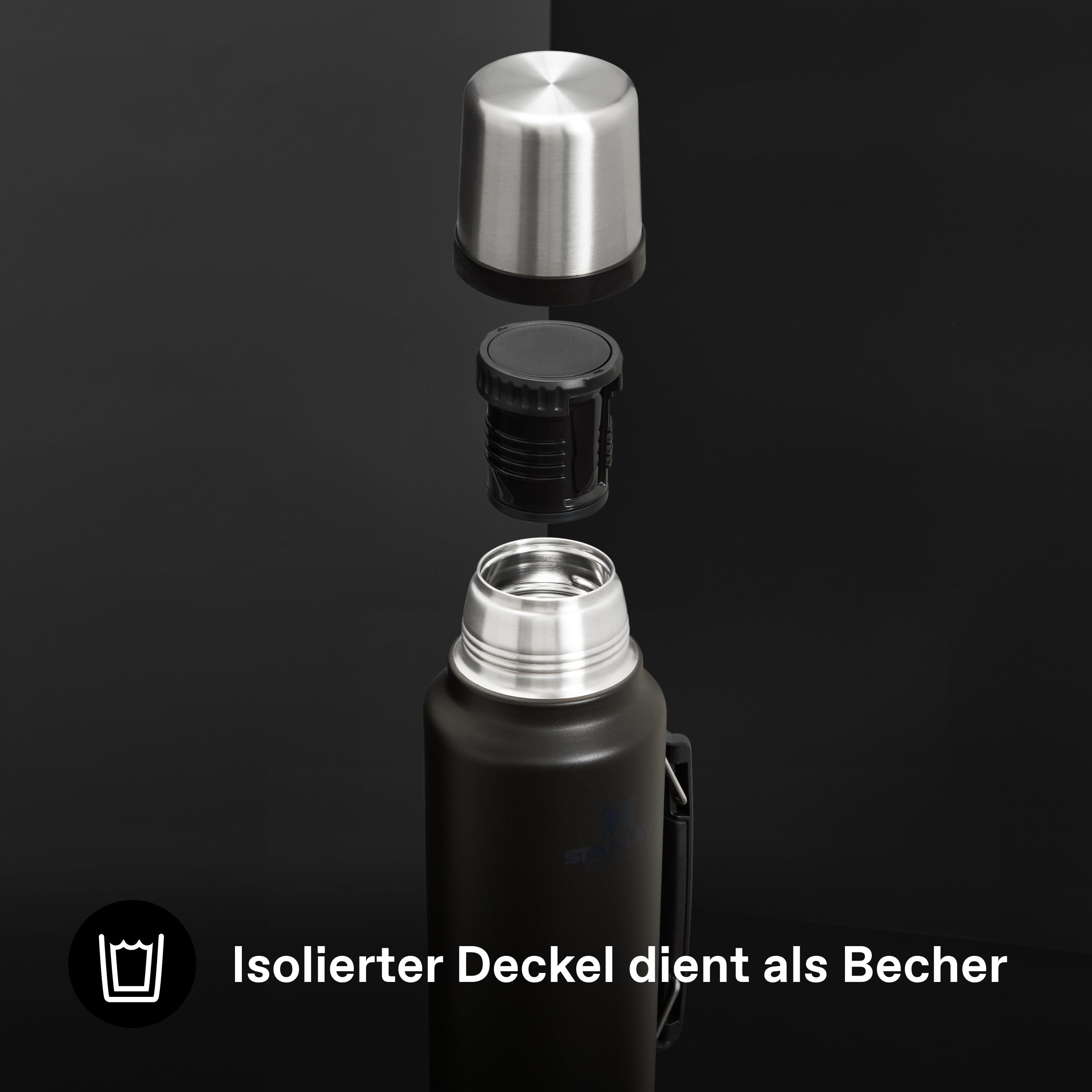 Stanley Classic Legendary Thermosflasche - Thermos Hält 40 Stunden Heiß Oder Kalt - Edelstahl Thermoskanne - BPA-Frei - Spülmaschinenfest - Black 2.0 1400 ml – Bild 6