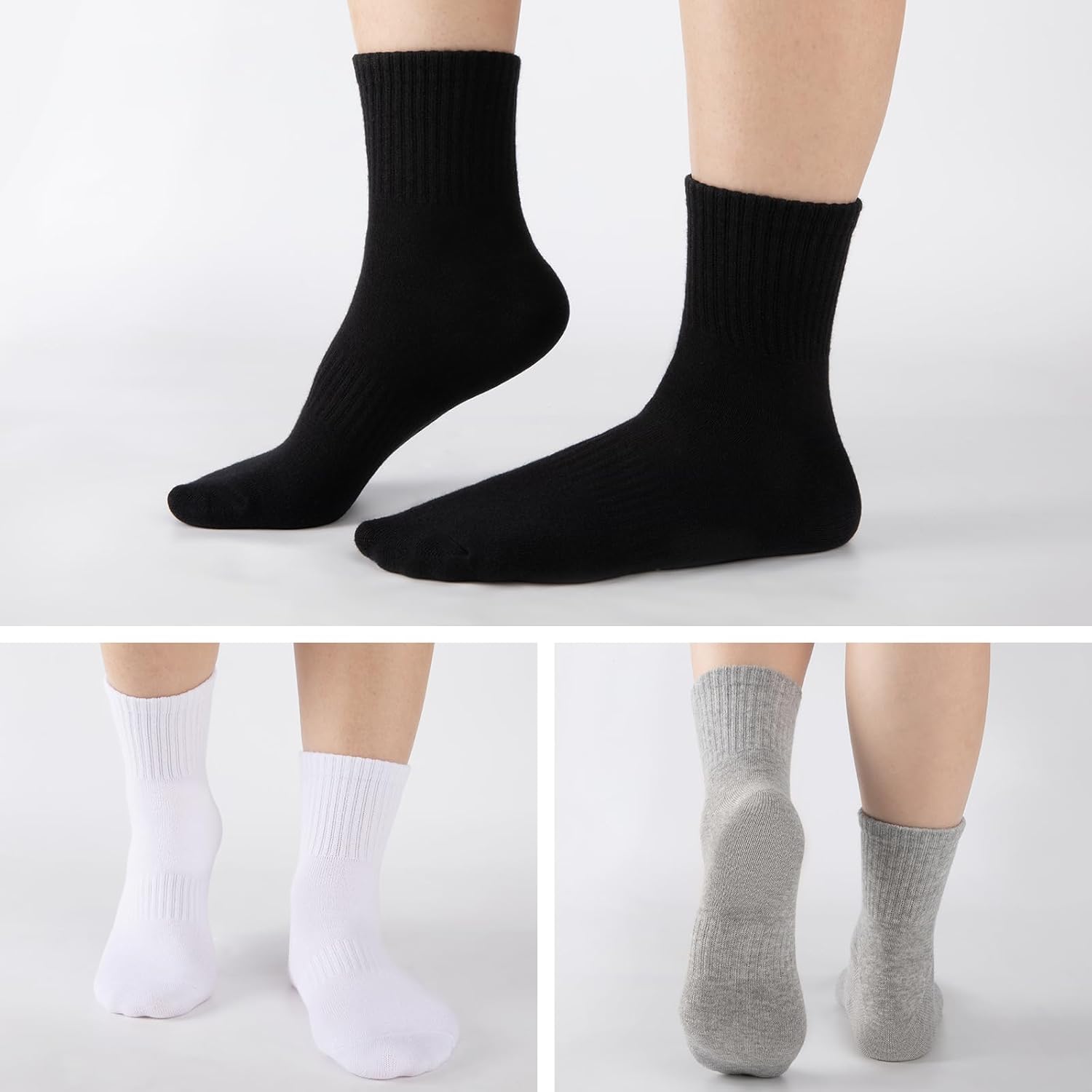 eallco Womens Ankle Socks Thin Cotton Crew Socks Athletic Quarter Above Ankle Gym Mini Crew 5 Pairs - Image 6