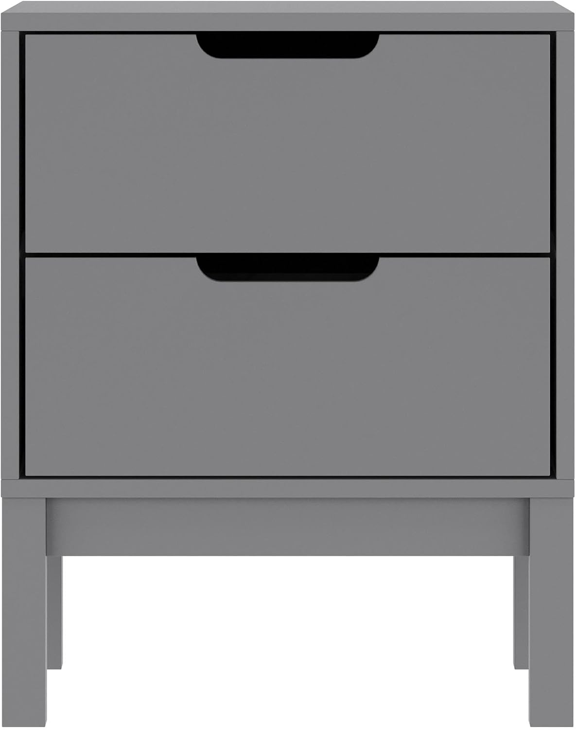 Flash Furniture Dallas Wood Nightstand Side Table, Kids Bedroom End Table with 2 Storage Drawers, Cutout Handles, Smooth Ball Bearing Slides, Gray