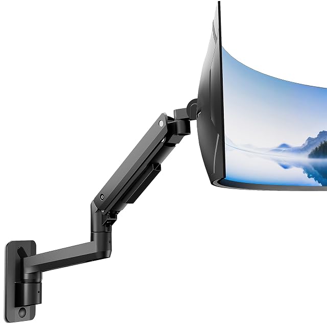 monTEK Ultra Wide Wall Mount Monitor Arm for 17-49 Inch Screens Heavy Duty Single Monitor Mount up to