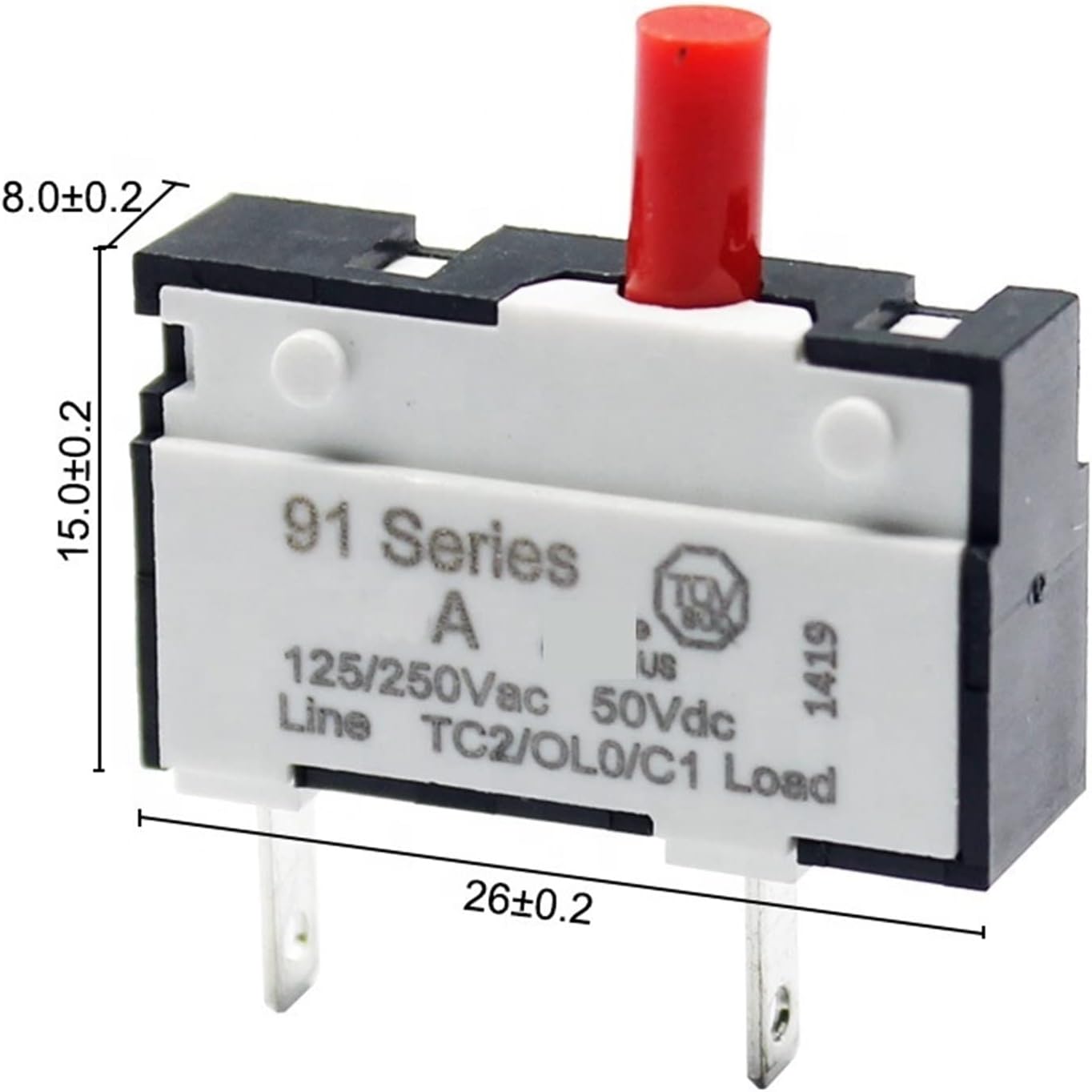 MOBYAT 0.5A 1A 1.25A 1.5A 2A 2.5A 2.75A 3.0A 3.15A 4A 8A 10A Mini Circuit Breaker Thermal Overload for Vacuum Cleaner 1Pcs (Size : 1A)