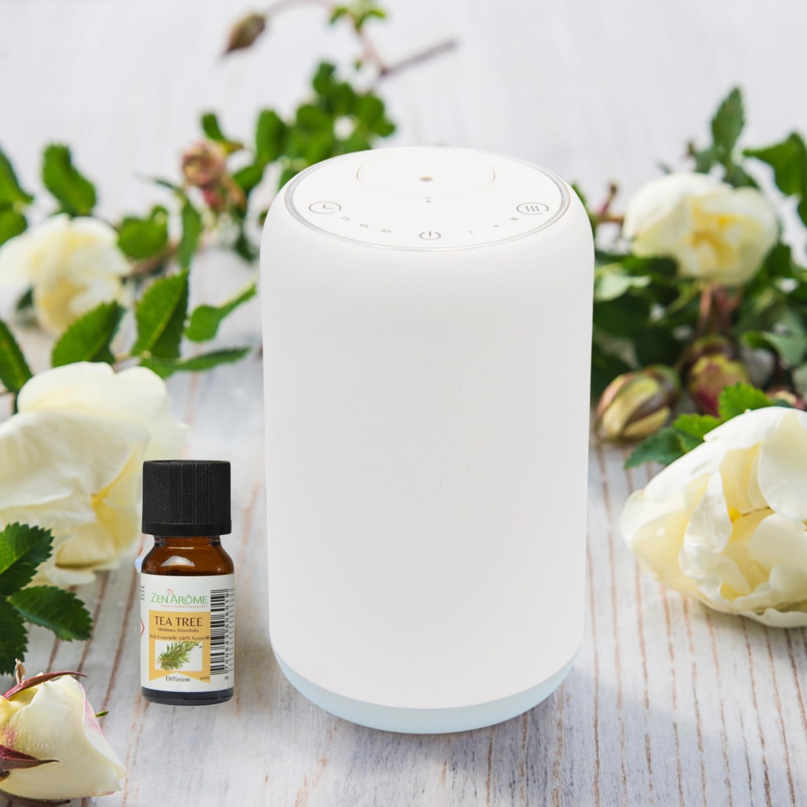 Zen’Arôme Diffuseur d’Huile Essentielle par Nébulisation Nomade Movisia V2, Surface de Diffusion jusqu'à 80 m², Boutons tactiles, Batterie Rechargeable, sans Fil, Lumière LED Intégrée