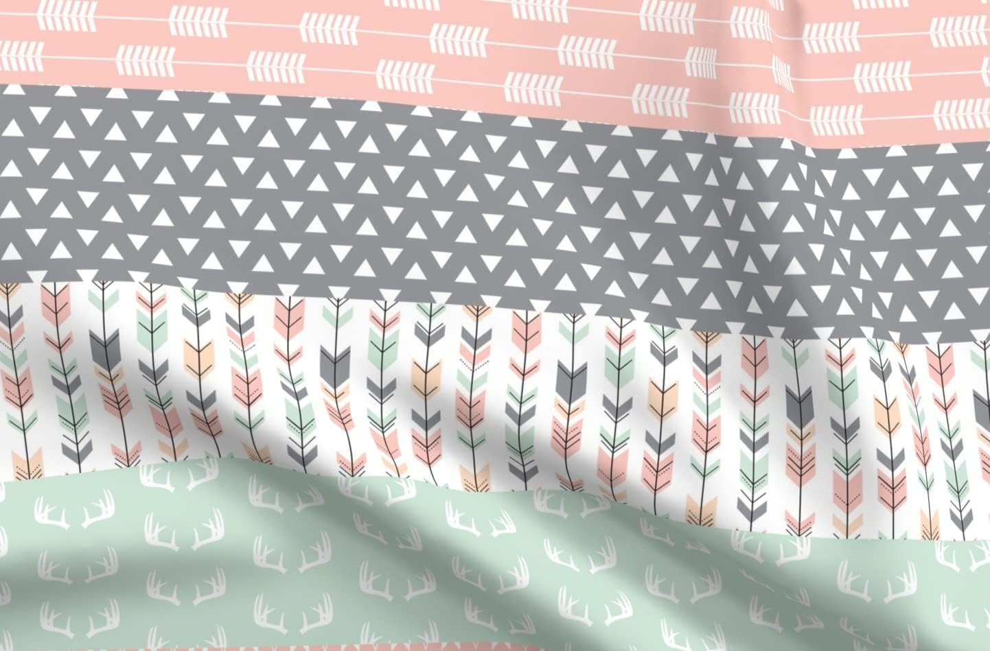 Spoonflower Fabric - Wholecloth Quilt Top Woodland Arrows Pink Girl Cheater Printed on Upholstery Velvet Fabric Fat Quarter - Upholstery Home Decor Bottomweight Apparel