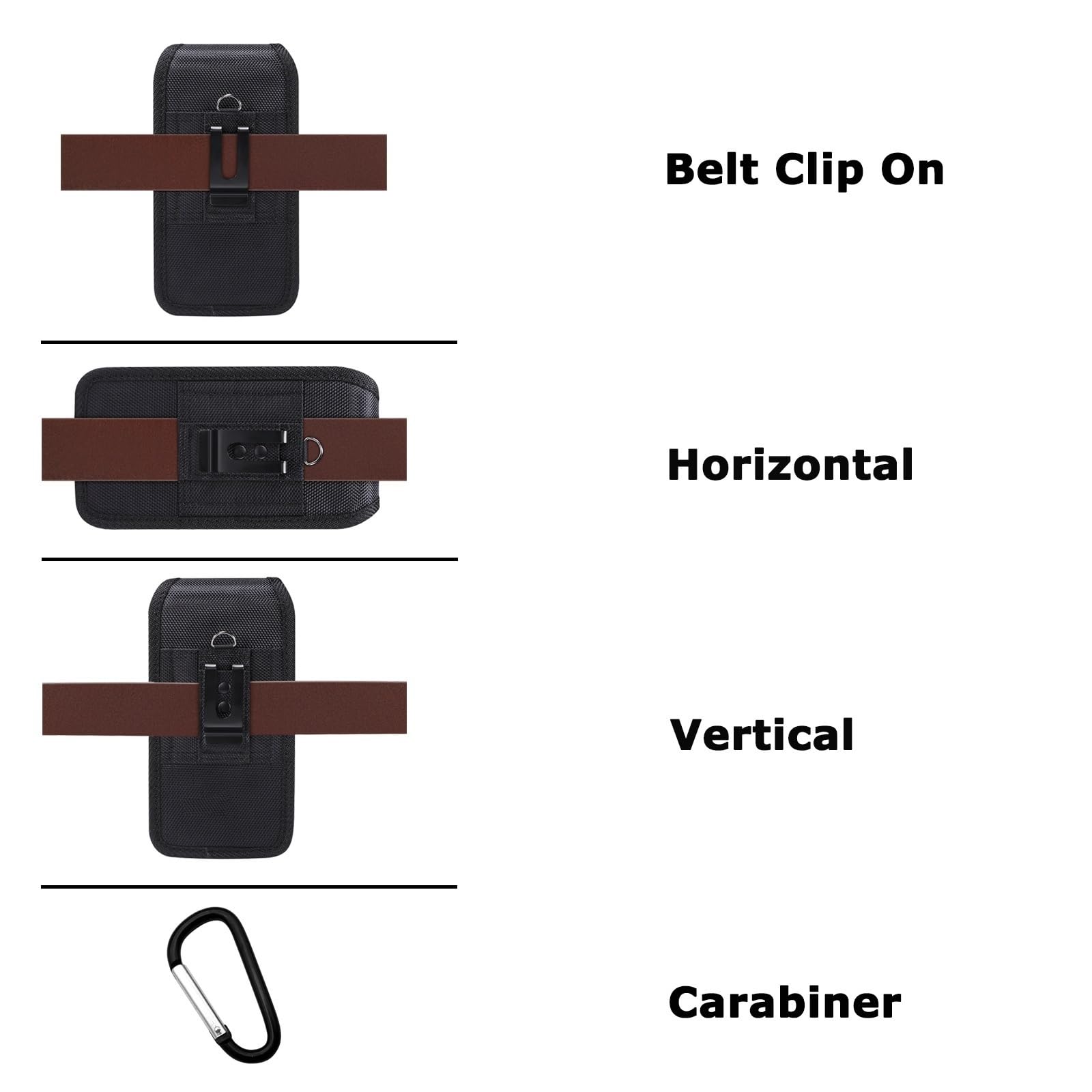 Cell Phone Holsters For IPhone 13 Mini, IPhone 12 Mini Belt Case Rugged Nylon Belt Case Belt Clip Belt Loops Carrying Pouch Belt Holder Cover Fits Apple I - View #2