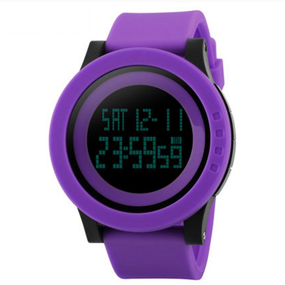 BarirSports Watch Wind Electronic Watch Luminous Waterproof Multi-function Watch Student Men And Women Table Digital Outdoor Casual Watch (Color : Purple)