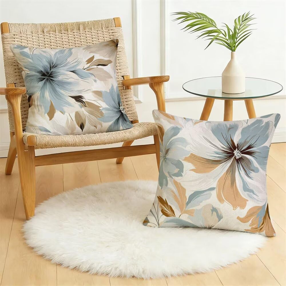 Federe Cuscini da Esterno Impermeabili 65x65 Astratto Copri Cuscini per Divano Fiori Federa Cuscino Moderno Decorativi Copricuscini per Divano Giardino Patio Soggiorno Copricuscino Set di 2 (IU59)