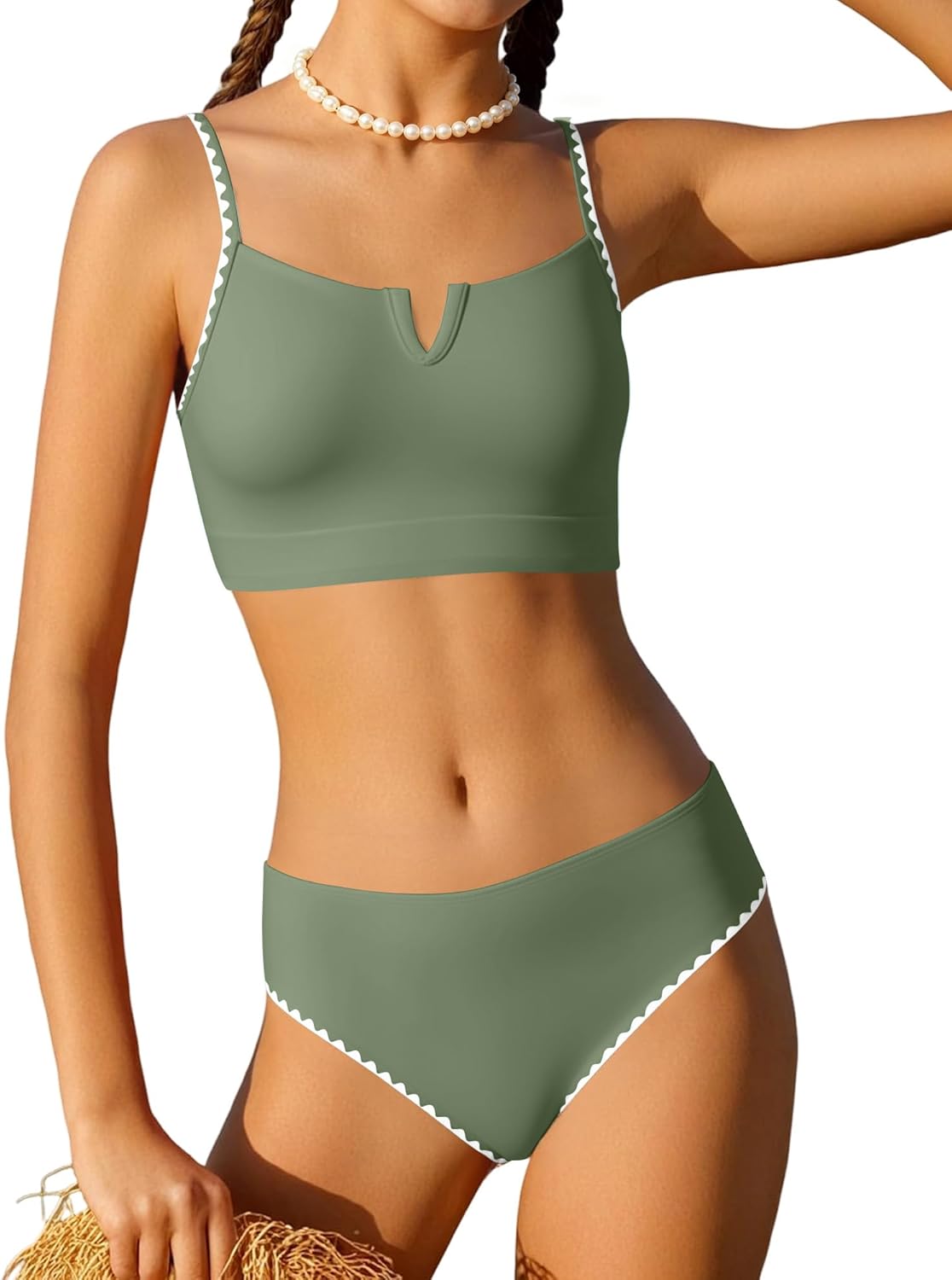 Girls Swimmwear Color Block Padded Adjustable Strap Bikini High Waisted Bottom Set Summer Bathing Suit Cover Up 7-16T （Blue, 7-8 Years
