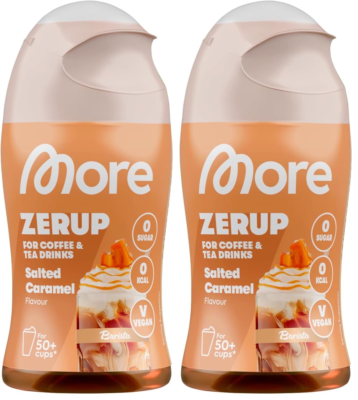 MORE Barista Zerup, Salted Caramel, 65 ml, für Kaffee, Tee und Heißgetränke, vegan, zero Kalorien - made in Germany (Packung mit 2)