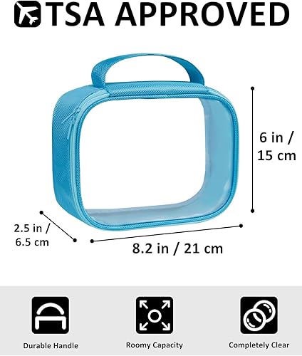 Miniatura 2 de Moyad Bolsa de aseo transparente aprobada por la TSA, tamaño de cuarto de galón 3-1-1, bolsa para artículos de tocador para viajes, bolsas de