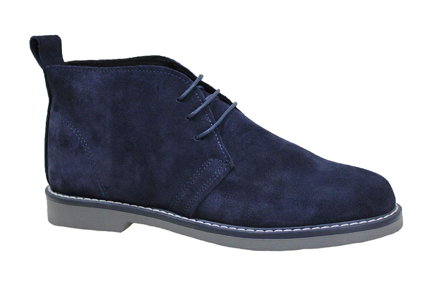 Evoga Scarpe polacchine uomo blu 100% made in Italy casual eleganti in vera pelle