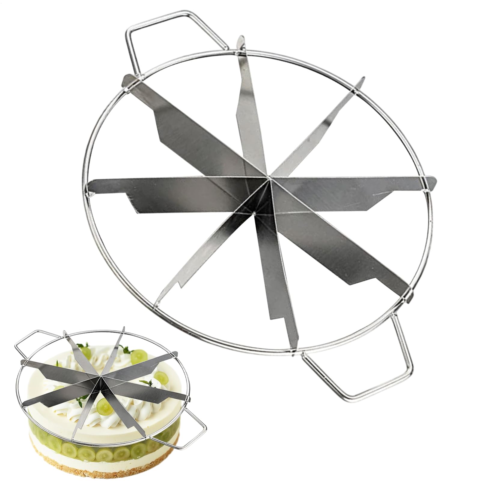 Cortador De Tartas 8 Raciones - 31x26.5x7cm Rebanador De Pasteles Cortadors, Cortadores De Pasteles De Acero Inoxidable Marcador De Porción De Pastel, Divisor De Pastel Pizza