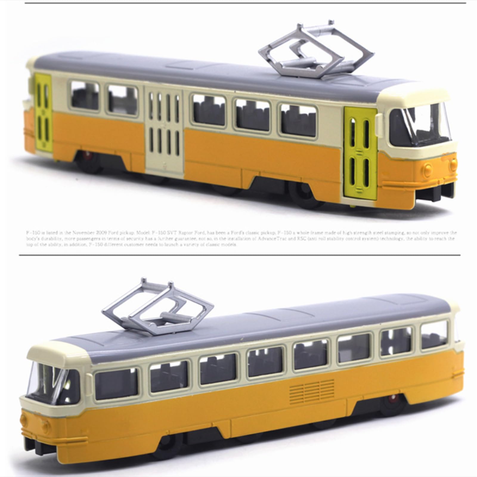 pistro Miniatur Straßenbahnmodellfahrzeug Spielzeug 1:90 Skala Sammler Geschenk mit 2 offenbaren Türen Ornament- Gelb