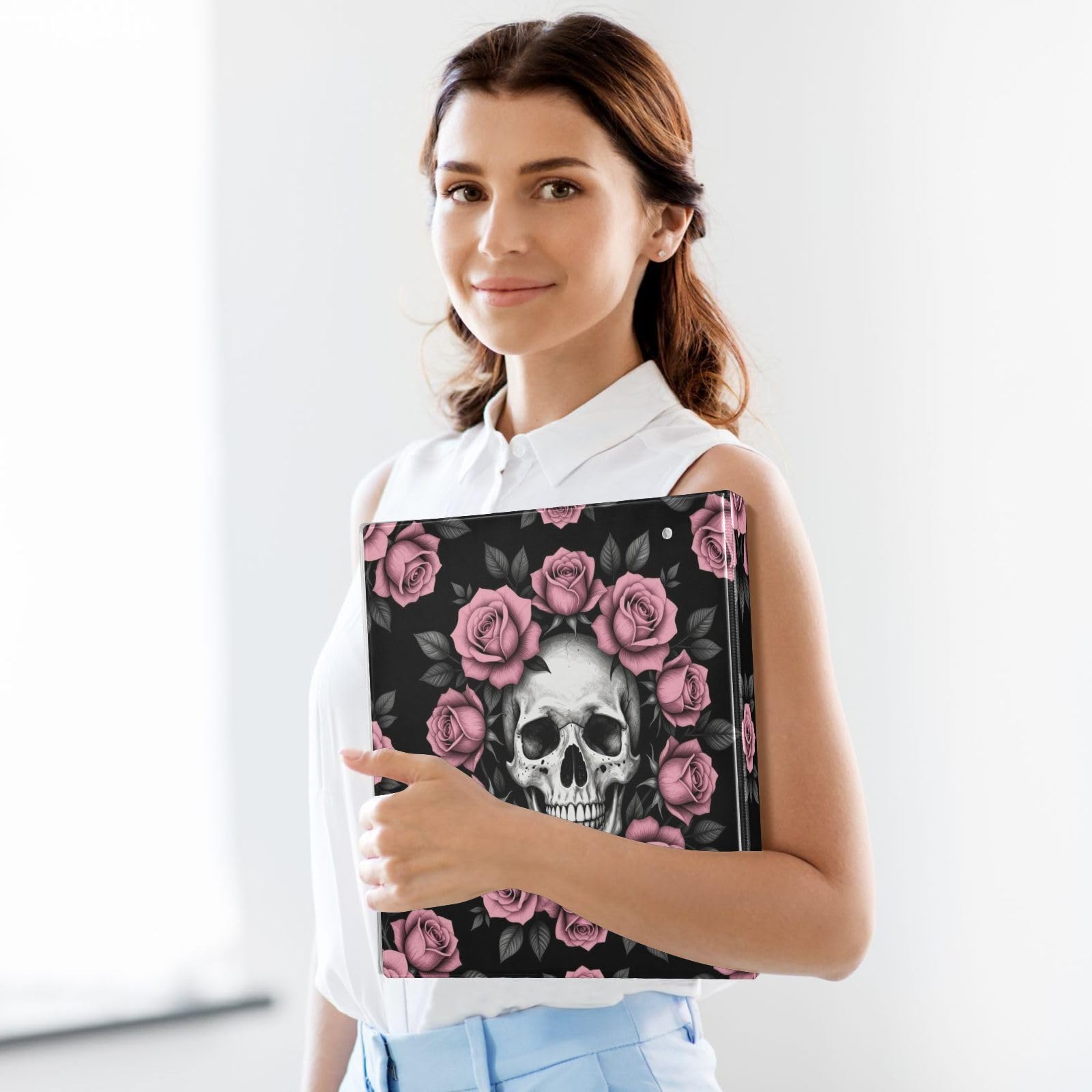 Raccoglitore a 3 anelli con portablocco floreale Sugar Skull Rose