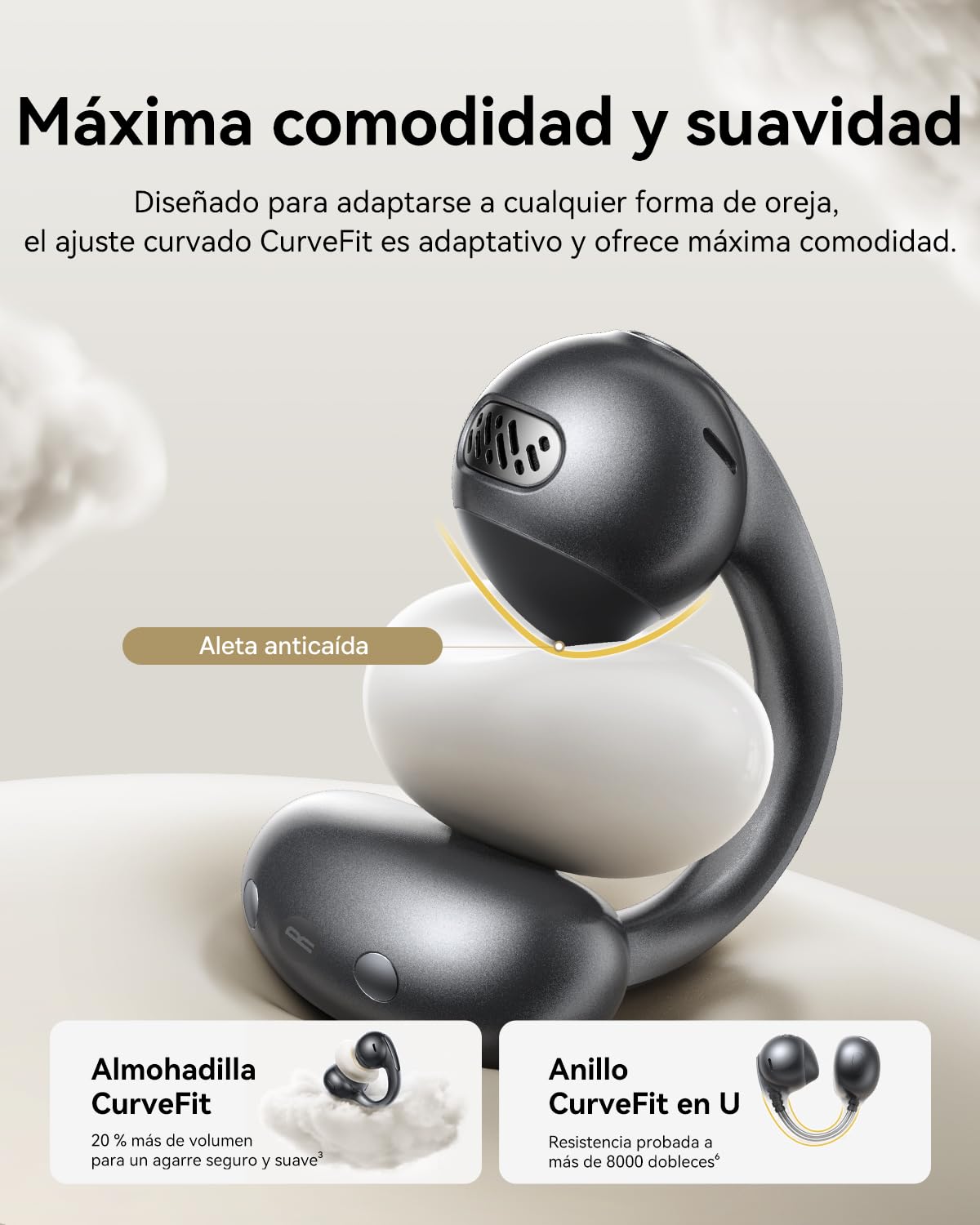 Baseus MC1 Pro Auriculares de oído Abierto, Clip para oídos | Sonido Impresionante, amplificación de Graves adaptativa, Bluetooth 6.0, IP67, 40H de batería