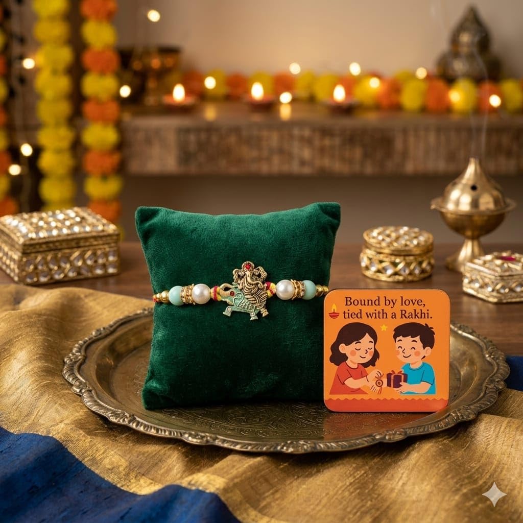 SAUDEEP INDIA Lumba Rakhi Set for Bhaiya Bhabhi, Rakhi For Brother, Rakhi For Kids, Colorful Raksha Bandhan Rakhis with Pure Cotton Thread for Bhaiya and Bhabhi (Lumba Rakhi Set) (Export Quality)
