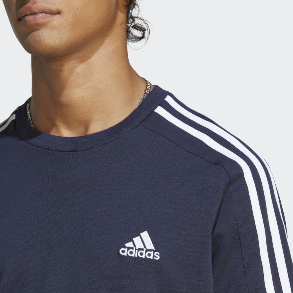 adidas Essentials Single Jersey 3-Stripes tee Camiseta de Manga Corta Hombre (Pack de 1)