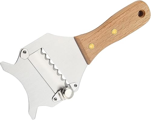 Miniatura 8 de Afeitadora de trufas, afeitadora de queso de chocolate de acero inoxidable, afeitadora de alambre, rizador con hoja lisa ajustable y mango de madera