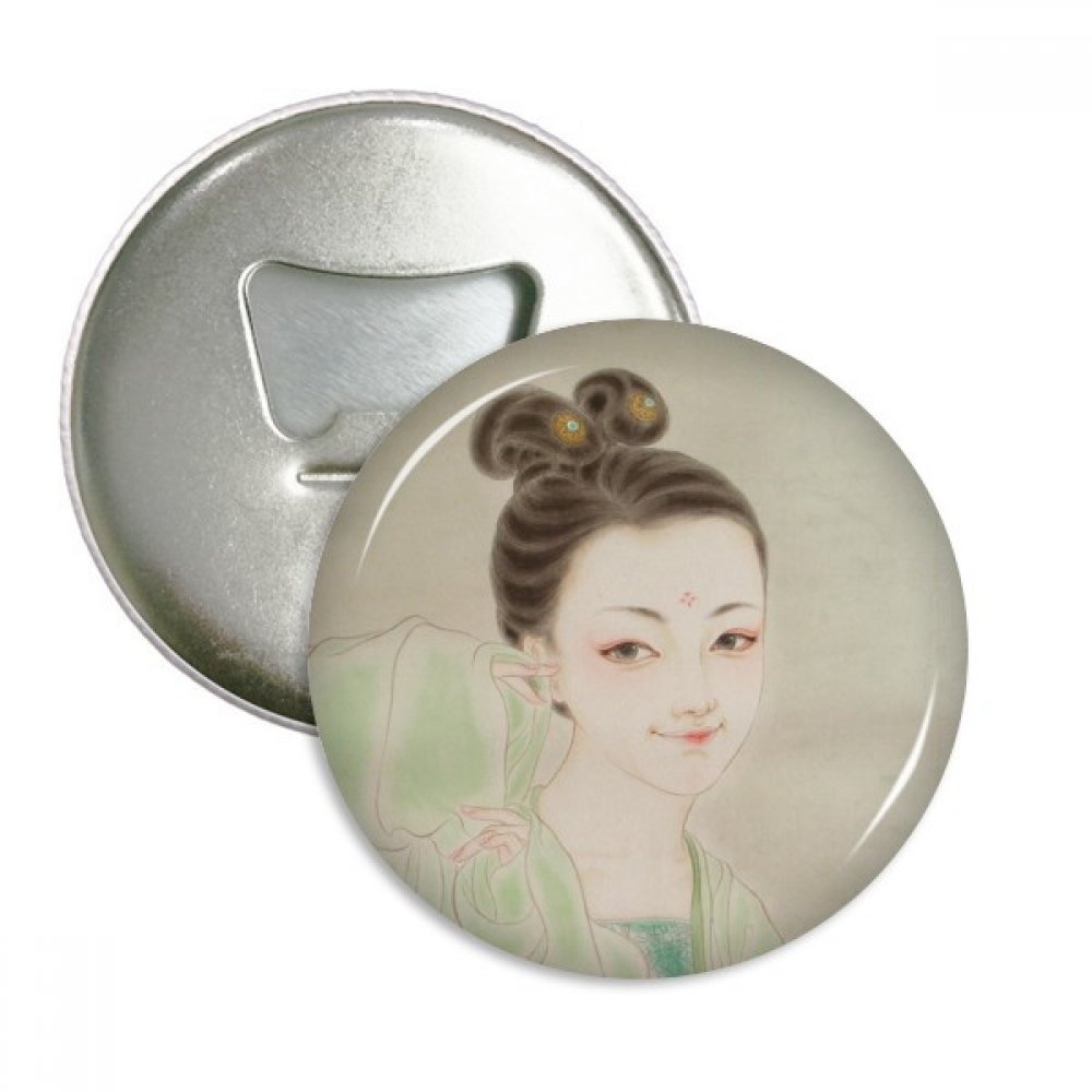 Décapsuleur aimanté peinture chinoise verte x3 : badges frigo pratiques