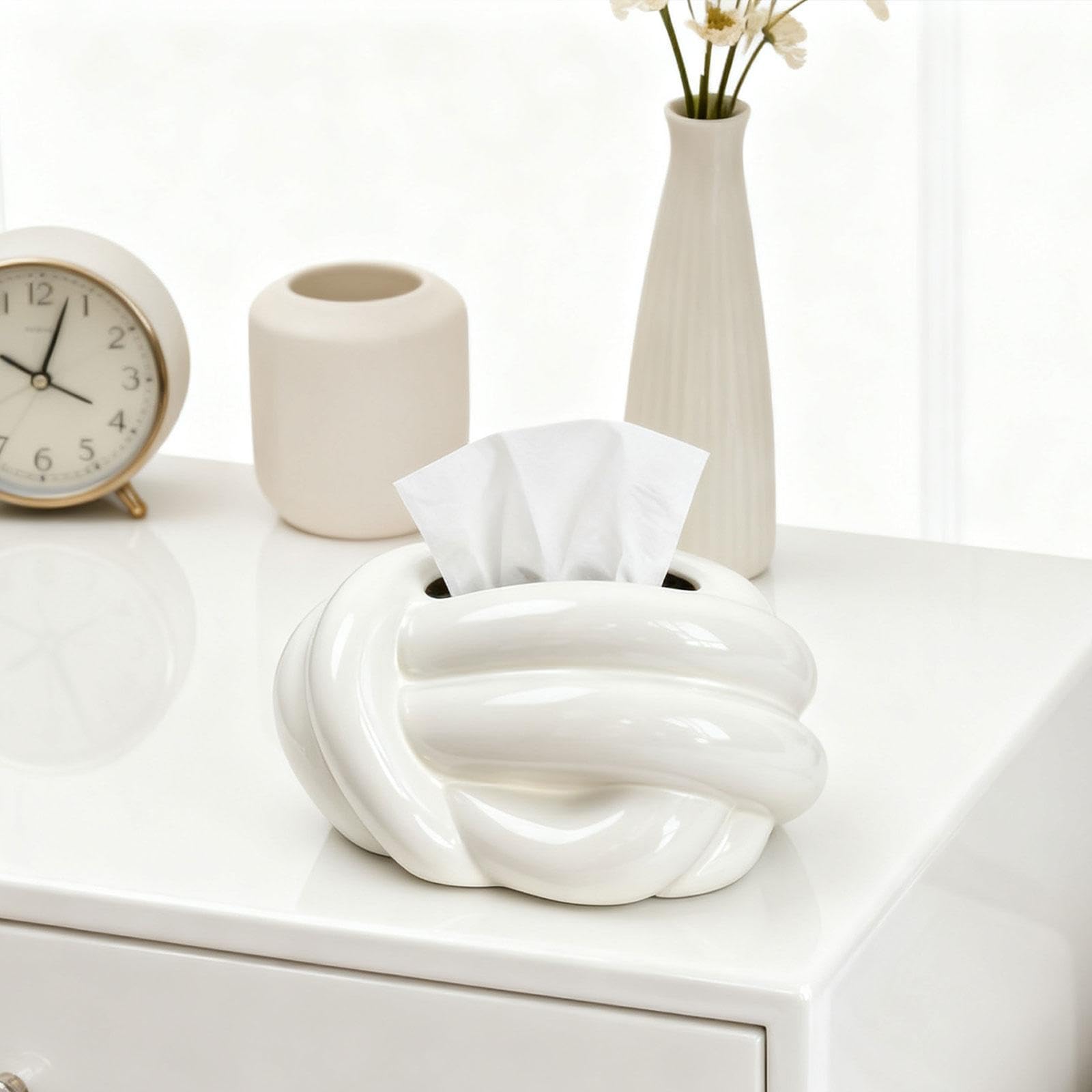 Copri Scatola per Fazzoletti, Pratico Elemento Decorativo per La Casa, Porta Fazzoletti per Il Viso, Porta Fazzoletti per Toeletta, Da Appoggio, Bianco