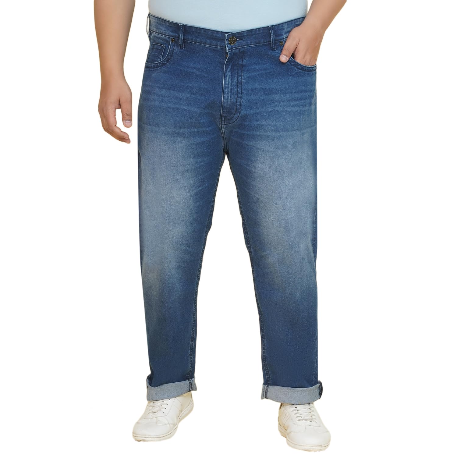 john pride Plus Size Men Regular Fit Mid-Rise Stretchable Blue Jeans (JPJ271451_Blue)-picture-35