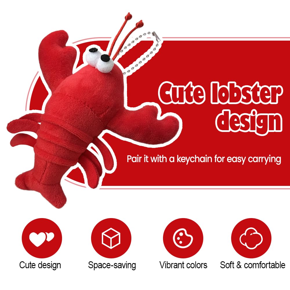 BDKMMS Lobster Stuffed Animal, 16PCS Cute Plush Lobster Crab Toys Soft Animal Hanging Ornaments for Wallet Purse Bag Party Favors - Image 3