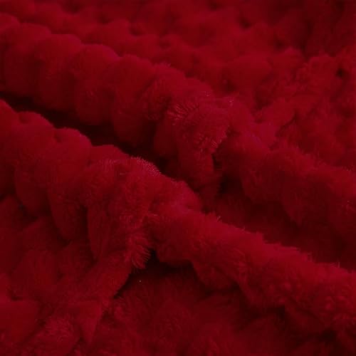 Miniatura 6 de Puncuntex Manta roja de 60 x 80 pulgadas, manta decorativa jacquard 3D de franela de forro polar súper suave y acogedora para sofá, silla, ligera